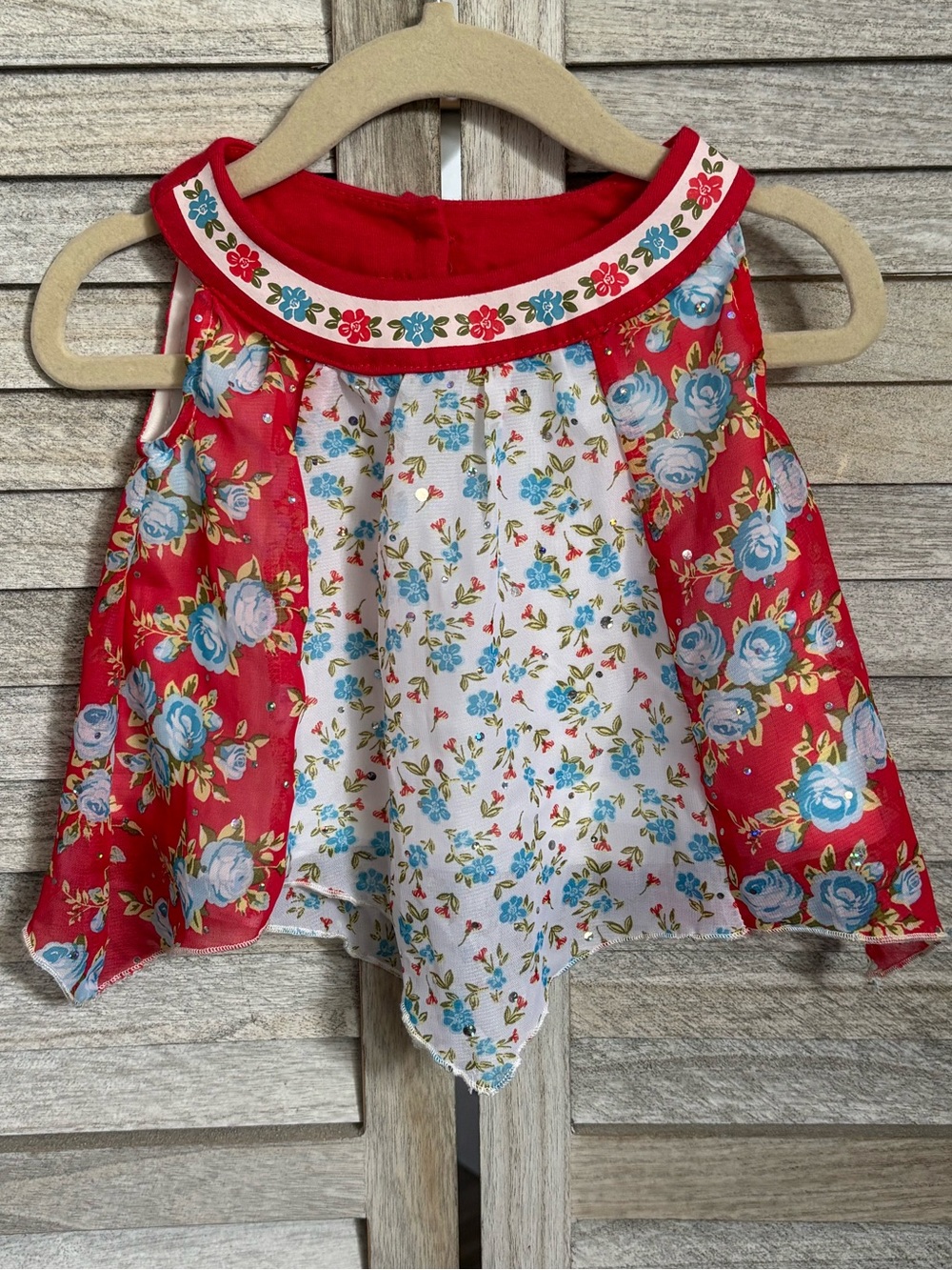 Brand New With Tags (NWT) Little Lass Handkerchief Floral Sparkle Top SZ 12 MO